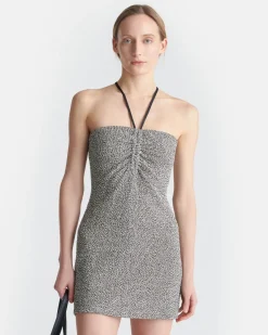 Clearance - Rois Loopback Cotton Mini Dress- Black/Cream Mini Dresses | Dresses