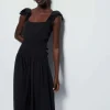 Discount - Brittini Waist Dress - Jet Black Dresses | Long Dresses