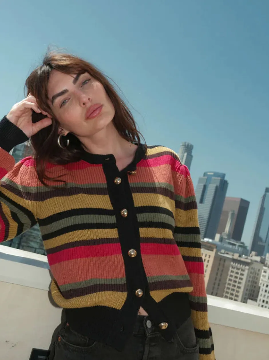 Online - Carmela Cardigan - Vintage Stripe Sweaters & Knits