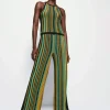 Sale - Cher Crochet Stripe Pant - Jungle Stripe Pants