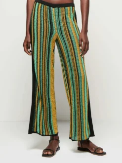 Sale - Cher Crochet Stripe Pant - Jungle Stripe Pants