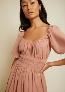 Best - Fabia Shirred Midi Dress - Bisou Dresses | Midi