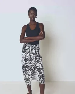 Online - Suri Sarong - Black Botanical Floral Coverups | Long Skirts