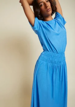 Hot - Winslow Shirred T Shirt Dress - Lapis Dresses | Long Dresses
