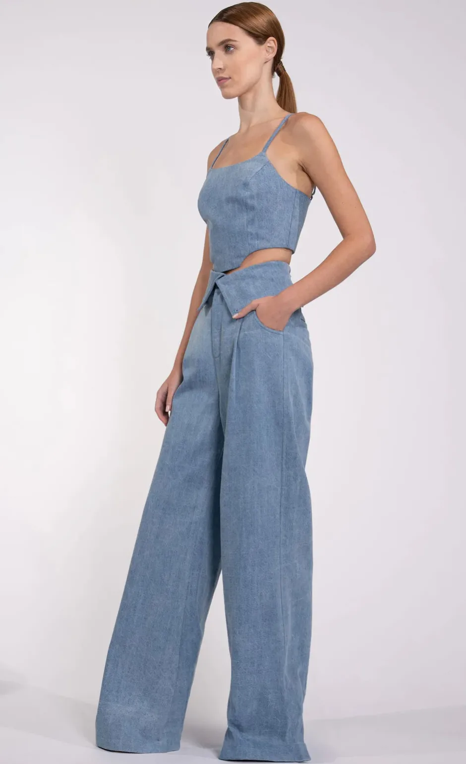 Clearance - Bea Crop - Denim Crop Tops