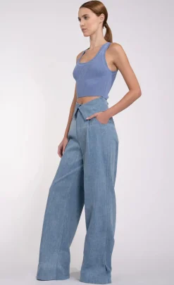 Online - Eve Crop - Blue Crop Tops