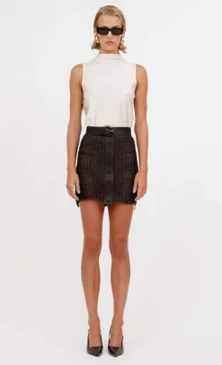 Discount - Kaiden Leather Skirt - Chocolate Mini Skirts