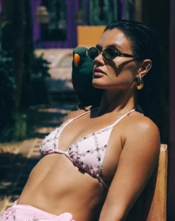 Clearance - Rose Luxe Self-Tie Bikini Top - Pink Bikini