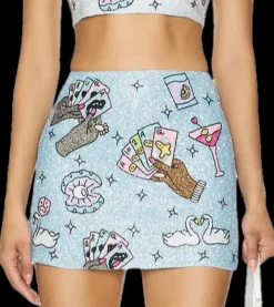 Fashion - Vegas Crop Skirt - Blue Mini Skirts
