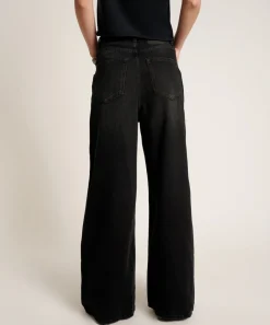 Online - Love Machines Mid Waist Super Wide Leg Jeans - Washed Black Flare | High-Rise