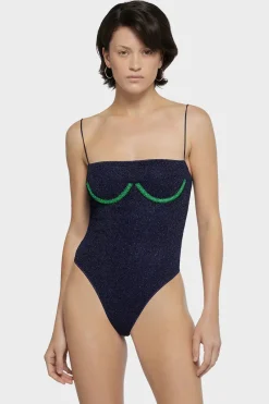Clearance - Lumière Underwired Maillot - Emerald Green/Night Blue One Piece
