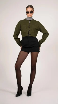 Discount - Antonella Crop Cardigan - Forest Sweaters & Knits