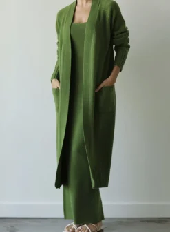 Online - Antonella Long Cashmere Cardigan - Moss Sweaters & Knits