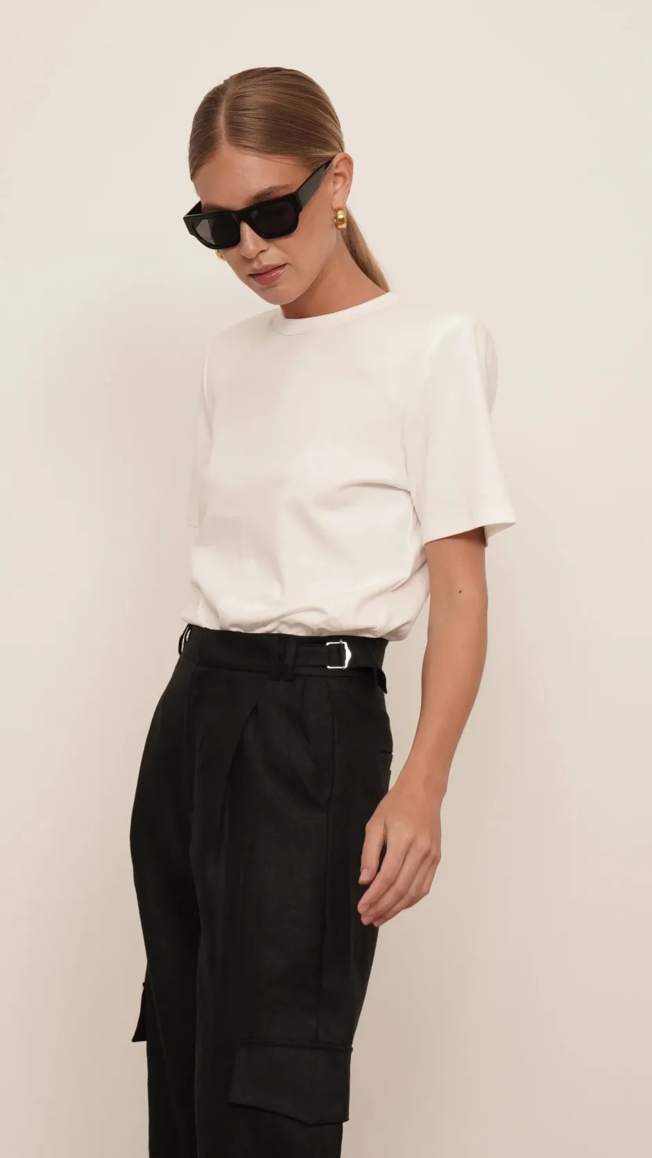 New - Monica Cargo Linen Pants - Black Pants