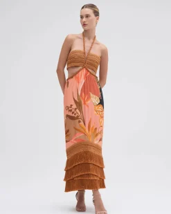 New - Bananier Cut Out Midi Dress - Peach Midi | Midi Dresses