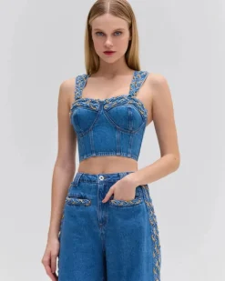 New - Braided Cropped Top - Denim Denim | All Denim