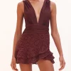 Online - Camila Coelho Crochet Mini Dress - Dark Red Mini Dresses | Dresses
