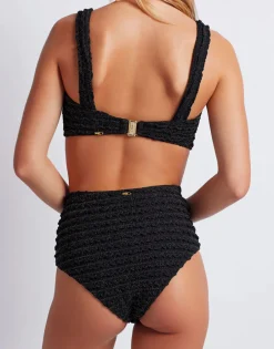 Outlet - Crinkle Lurex Bikini Top - Black Bikini