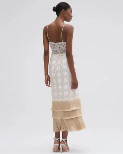 Hot - Crochet Plunge Midi Dress - Off White Midi | Midi Dresses