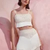 Outlet - Crotchet Fringe Cropped Top - Wheat Crop Tops