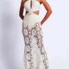Online - Embroidered Crochet Halterneck Dress - Wheat Dresses | Long Dresses