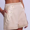 Hot - Embroidered Linen Shorts - Sand Shorts