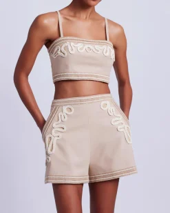 Hot - Embroidered Linen Shorts - Sand Shorts