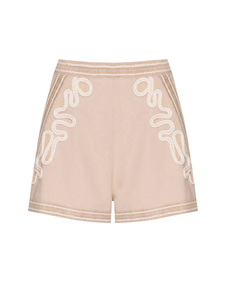 Hot - Embroidered Linen Shorts - Sand Shorts