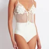 Fashion - Floral Crochet One Piece - Ivory One Piece