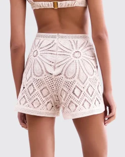 Hot - Flower Crochet Short - Beige Shorts