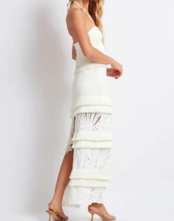 Discount - Fringe Halter neck Top - Ivory Crop Tops