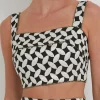 Online - Jacquard Cropped Top - Black/White Crop Tops
