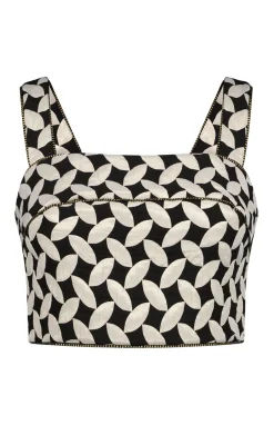 Online - Jacquard Cropped Top - Black/White Crop Tops