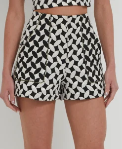 Best - Jacquard High Waist Shorts - Black/white Shorts