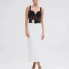 Fashion - Jersey Sands Corset Midi Dress - Black and White Midi | Midi Dresses