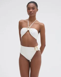 Clearance - Jersey Sands Stone Bikini Top - Off White Bikini
