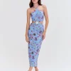 Clearance - Lily Flower Halterneck Dress - Blue Midi | Midi Dresses