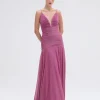 Online - Metallic Plunge Gown - Lilac Long Dresses | Dresses