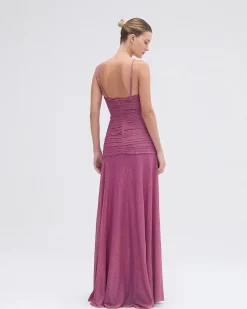 Online - Metallic Plunge Gown - Lilac Long Dresses | Dresses