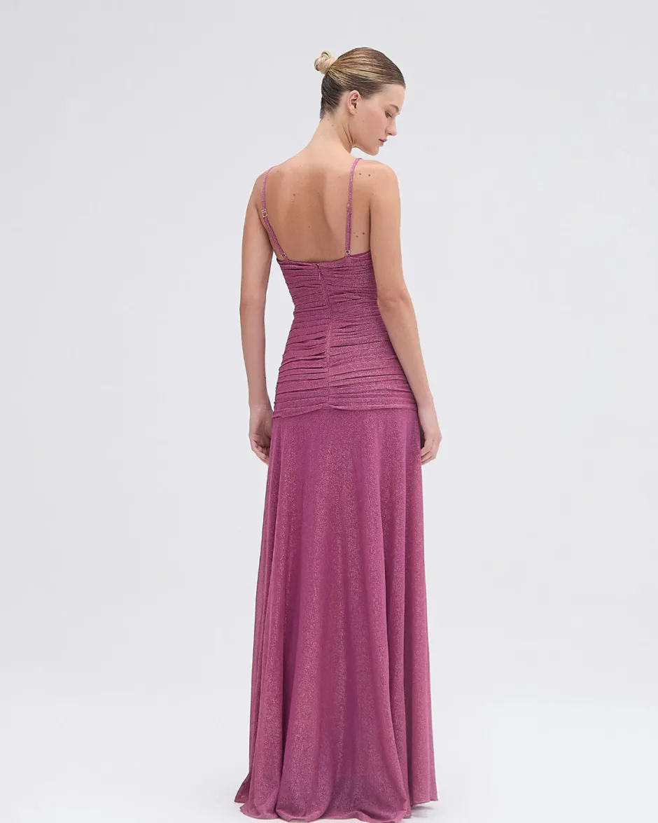 Online - Metallic Plunge Gown - Lilac Long Dresses | Dresses