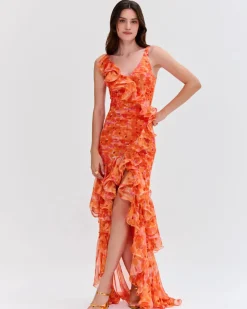 Outlet - Myosotis Flutter Gown - Yellow Long Dresses | Dresses