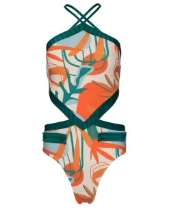 Outlet - Rio Cut Out Swimsuit - Bright Orange One Piece