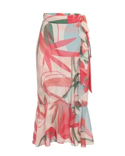 New - Rio Midi Wrap Skirt - Pink Long Skirts