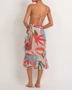 New - Rio Midi Wrap Skirt - Pink Long Skirts