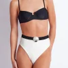 Sale - Seashell High Cut Bikini Bottom - Black/white Bikini