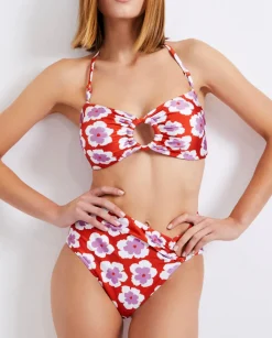 Outlet - Windflower Bandeau Bikini Top - Cherry Bikini