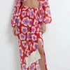 Best - Windflower Fringe Trim Beach Skirt - Cherry Coverups | Long Skirts