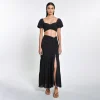 Discount - Louisa Crop Top - Black Lotus Crop Tops