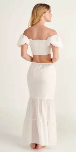 Discount - Louisa Crop Top - White Lotus Crop Tops
