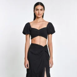 Discount - Louisa Crop Top - Black Lotus Crop Tops